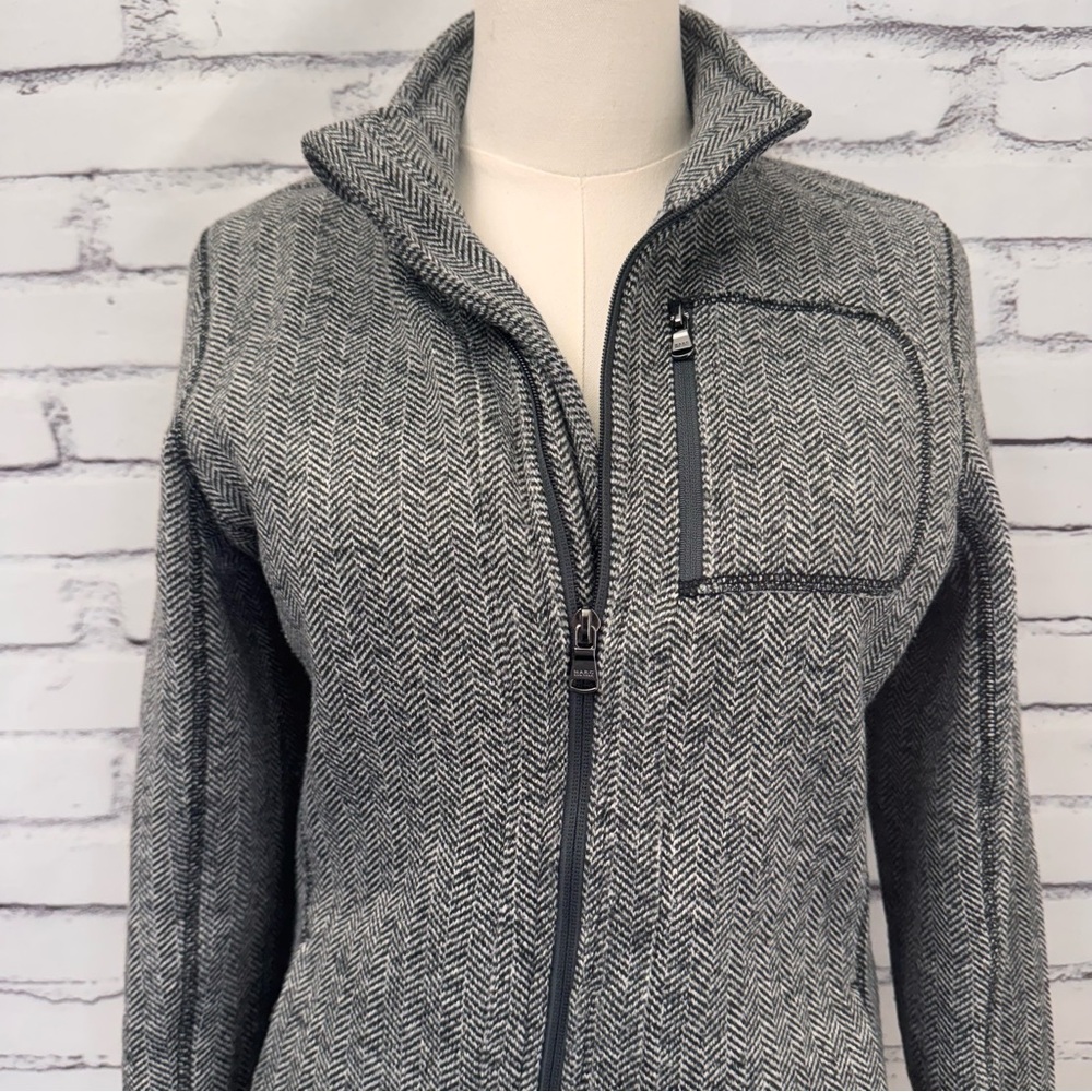 Marc New York Jacket Womens Small Gray Herringbone Full Zip Fleece